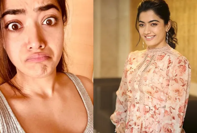 Rashmika With and without Makeup