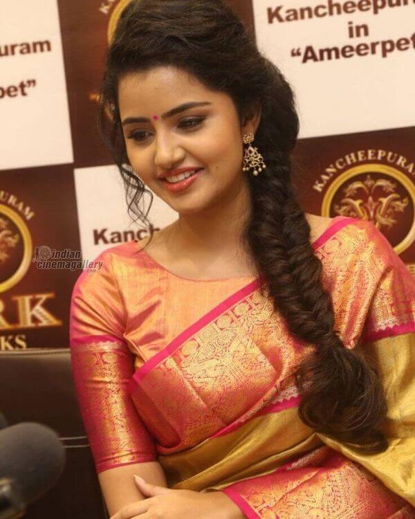 Anupama in silk saree
