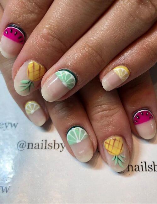 Watermelons limes and pineapples