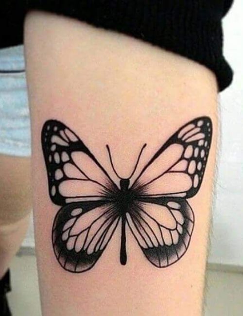 black shape butterfly tattoo