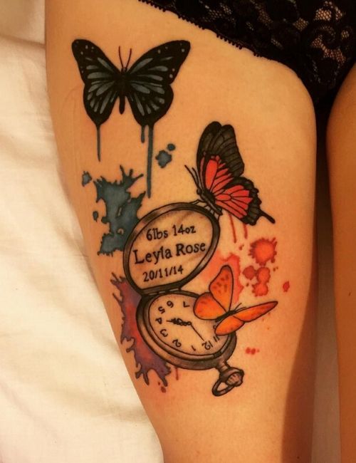 butterfly Tattoo on tigh