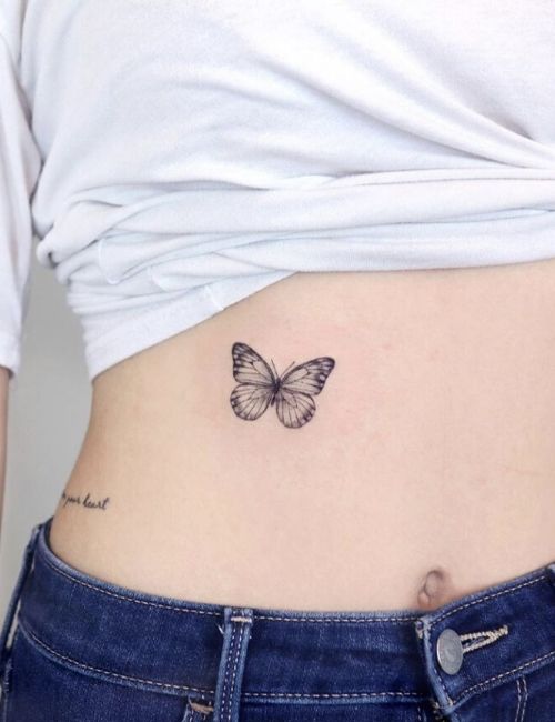 butterfly tattoo on stomach
