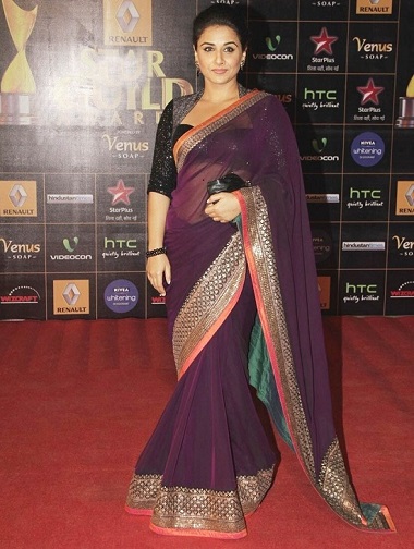 Vidya Balan In Pink Mysore silk Saree