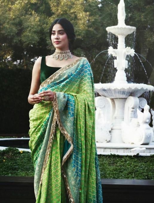 Jahanavi Kapoor in sleeve less blouse