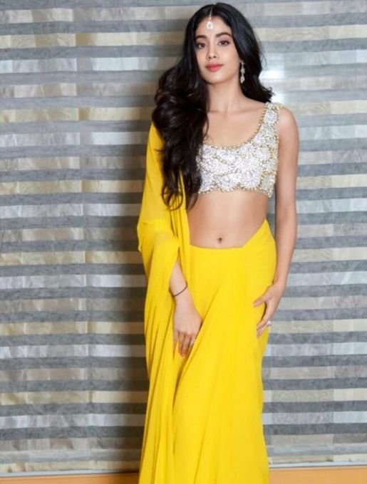 Jahanavi Kapoor in yellow half saree