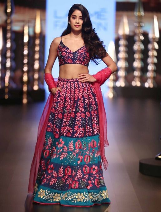 Jahanvi in lehanga saree