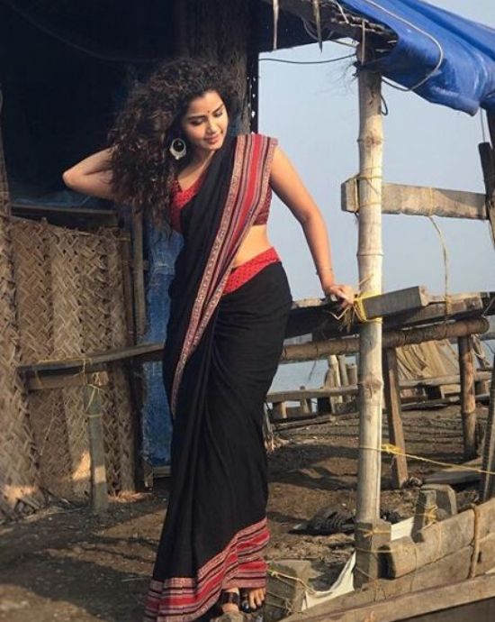 anupama parameswaran stylish look in saree
