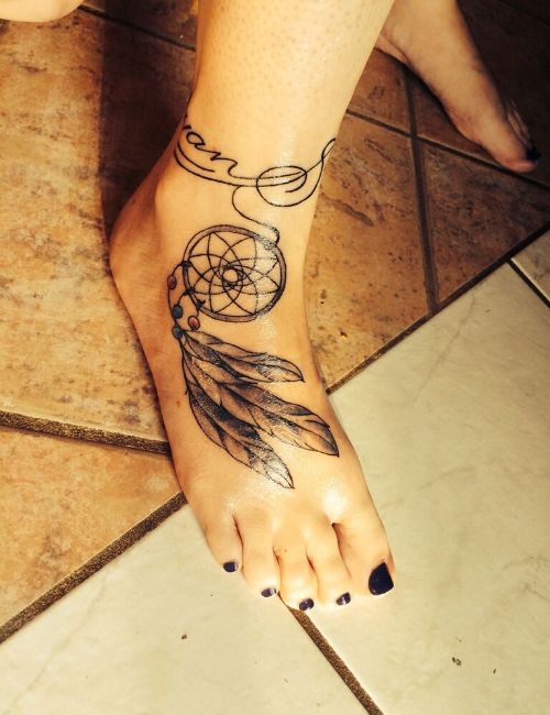 dream catcher tattoo on ankle