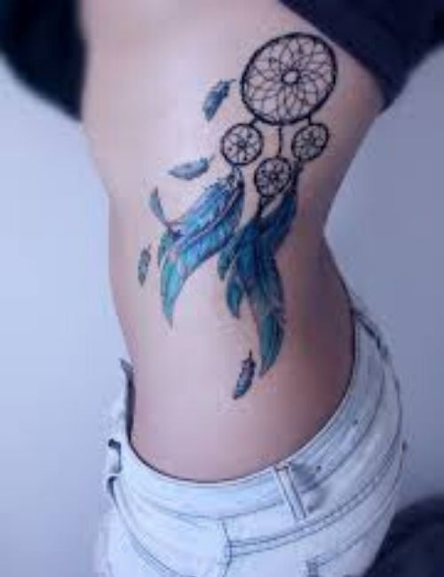 dream catcher tattoo on side