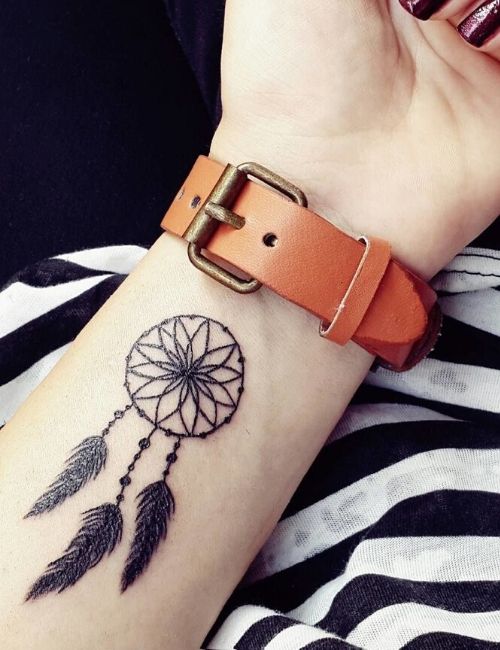 dream catcher tattoo on wrist