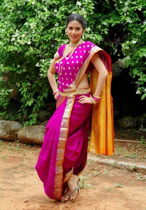 Sadha in Pink Nauvari Saree